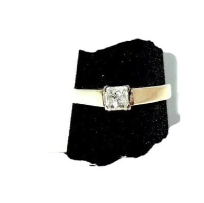 Engagement .45ct natural diamond 14k yg princess cathedral ring sz7 w/appraisal 