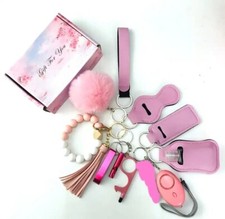 Women's Personal Safety Keychain Pink Set: 7 Pcs