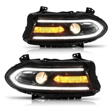 Fit For Dodge Charger 2015-2023 Halogen LED DRL Projector Headlights Lamps Pair
