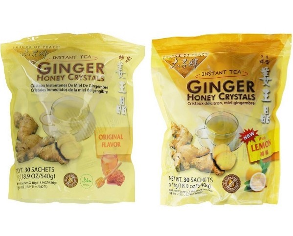 2 pkg Ginger Honey Crystals Instant Tea by Prince of Peace 1 Original / 1 Lemon