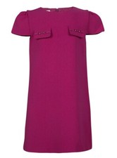 $355 New GUCCI Kids Girls Dress Horsebit LOGO  Pink Cap Sleeve WOOL Fuchsia 10