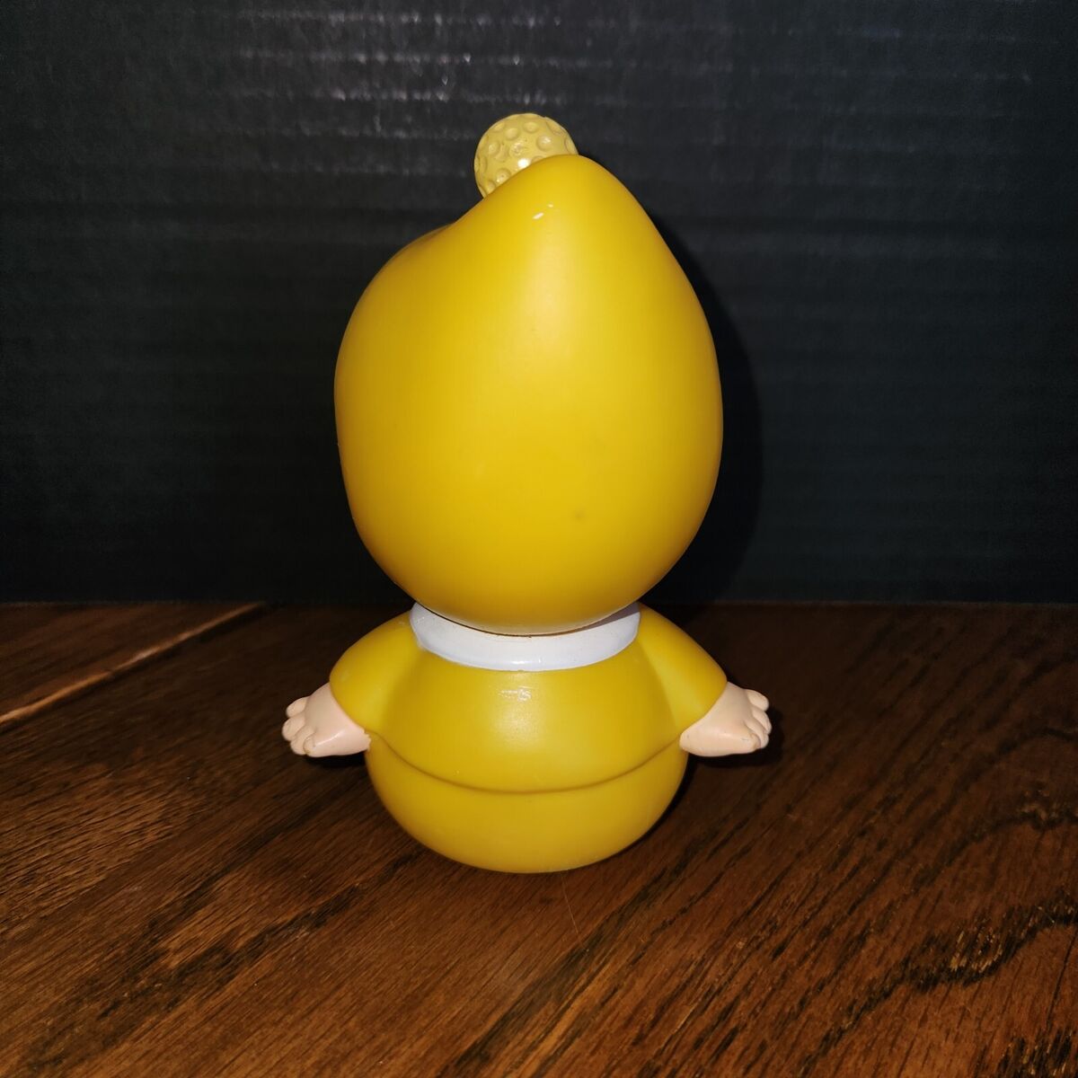 1970s Japan Spin Head Happy/Sad/Mad Face Baby Yellow Rubber 1970s Japan Spin Head Happy/Sad/Mad Face Baby Yellow Rubber