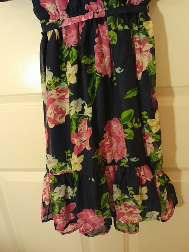 R.M.L.A. Dark Blue Floral Dress, Youth Size 14 - Picture 3 of 6