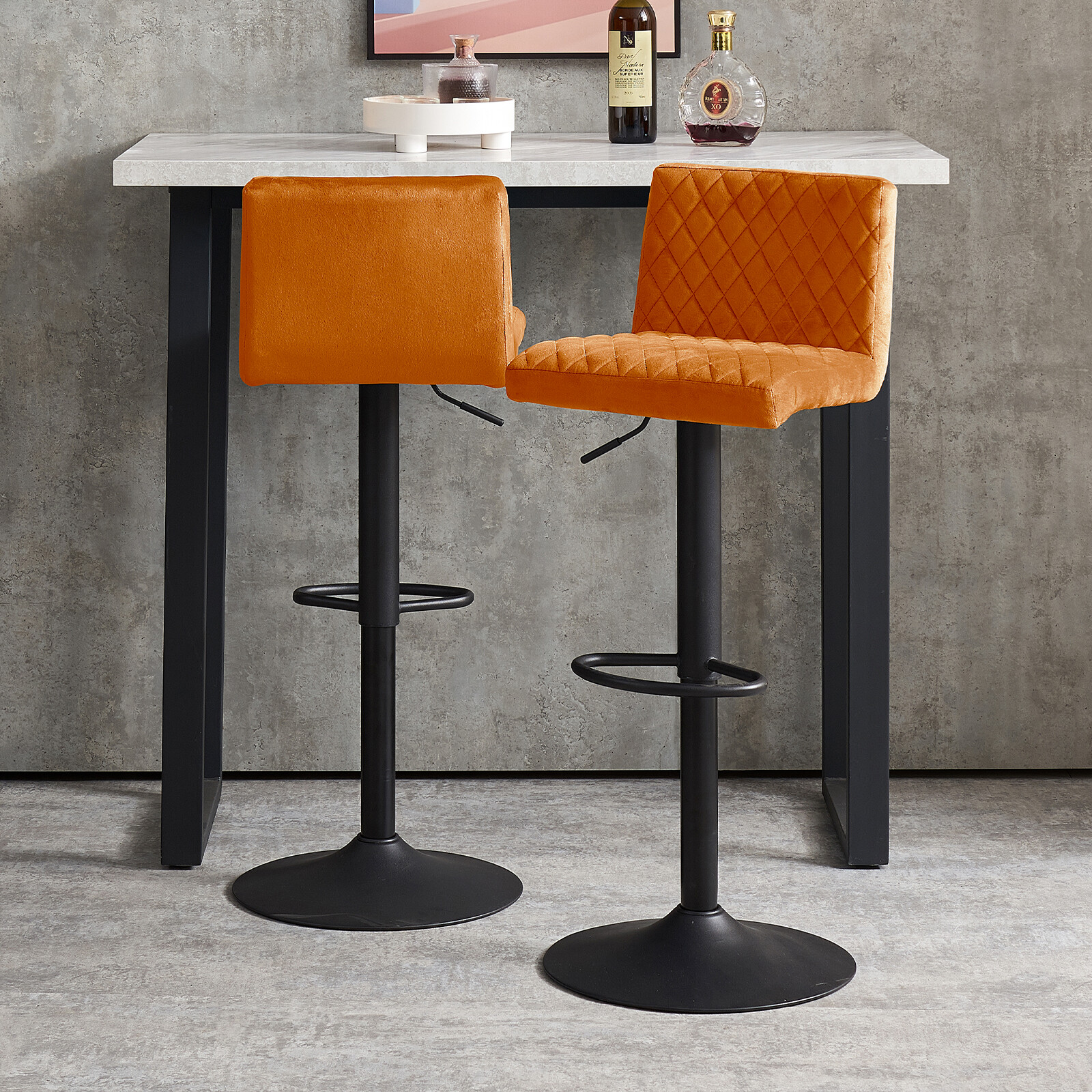 1x2x Faux Matte Suede Leather Bar Stools Breakfast Chairs Barstools