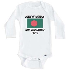Made In America With Bangladeshi Parts Bangladesh Flag Long Sleeve Baby Bodysuit