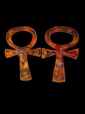 ANCIENT EGYPTIAN ANTIQUE STONE Amber Precious Key of Life Symbol Eye of Horus