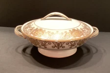 Noritake China 175 Christmas Ball Round Covered Vegetable Bowl Gold Backstamp 