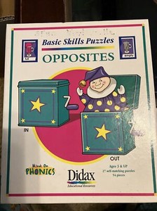 Didax Basic Skills Puzzles ~ Opposites ~ Hands On Phonics ~ Ages 3+ ~ Homeschool