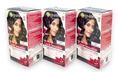 Garnier Color Sensation Rich Color Cream (2.0 Soft Black) Lot Of 3