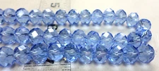 16" Strand 53 Light Sapphire Blue Faceted Rondelles Glass Beads 10x7mm
