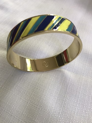 Womens Colorful Resin Bangle Bracelet, Gold, Blue, Green, & Yellow - Picture 2 of 4