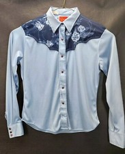 Vtg Ely Plains Sz 15-16 Western Floral Rare Purple Pearl Snap Long Sleeve Shirt