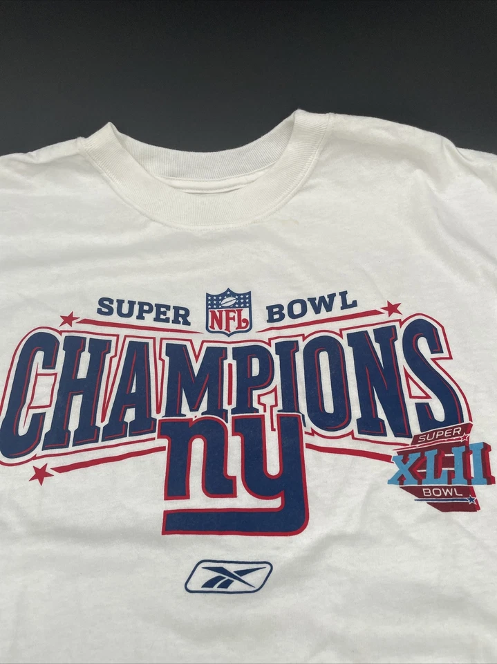 New York Giants Super Bowl XLII Reebok Hombres XL Camiseta Firmada Justin Tuck Foto 3 de 4