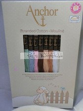 (0,20 €/Meter):8 x 8 Meter Stickgarn,6-fädig und Stickvorlage Schäfchen-ABC #498