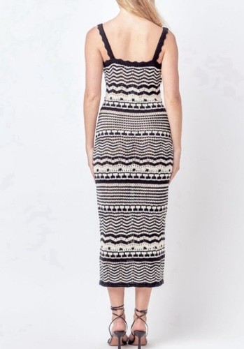 Joie Women's Large White Blue Striped Crochet Dress Knit Midi NWT FREE SHIP - Picture 7 of 7
