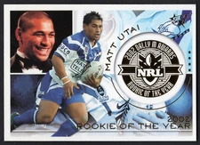 2003 NRL ROOKIE OF THE YEAR CARD [DALLY M AWARDS] - DM3 Matt UTAI (BULLDOGS)
