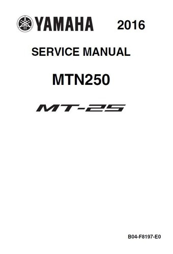 Yamaha MT25 MT- 25 Service Repair Workshop Manual USB 2016 - Picture 2 of 9