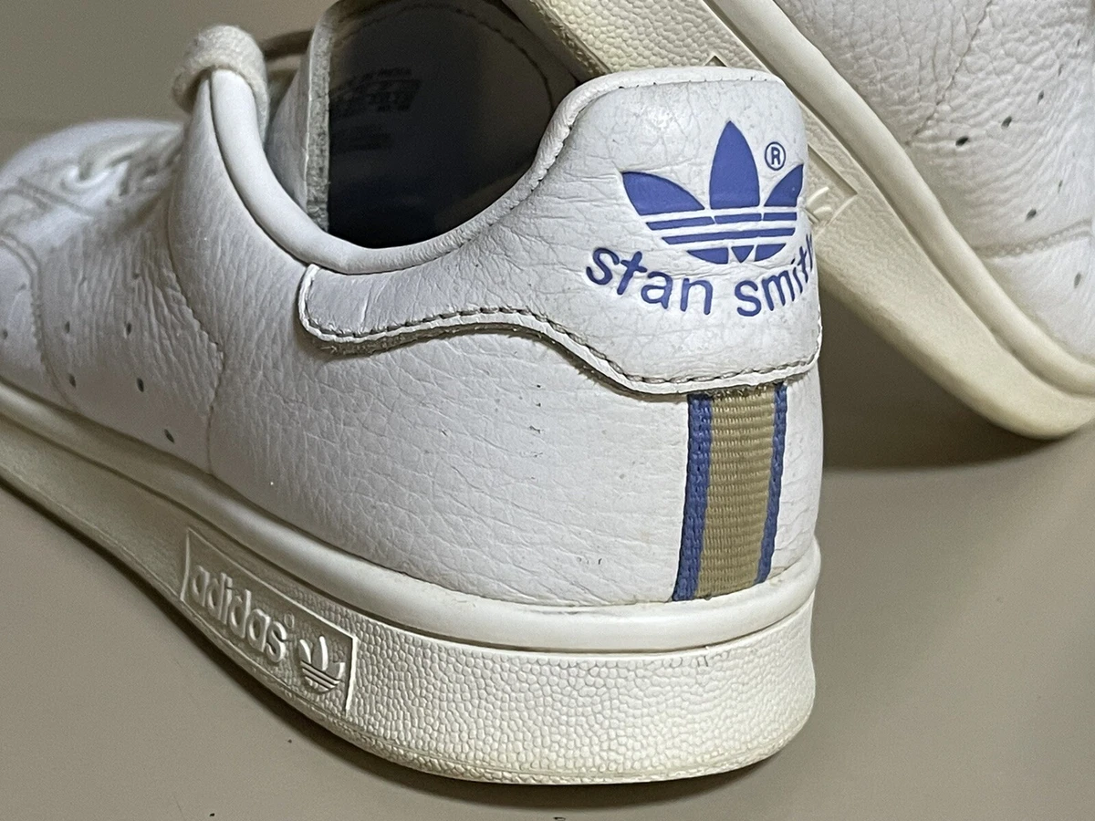 adidas STAN SMITH White Leather Blue Gold Sneaker Tennis Shoe Men 6 / 37.5 | eBay