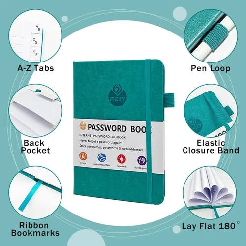 Password Book Hardcover Journal Notebook Internet Address & Password Organizer - Picture 2 of 19