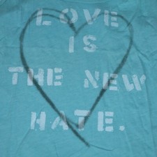 Junk Food Women's Tank Top L Love is the New Hate Print Made in USA Blue New