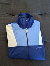 Blau-weiße Grasshoppers Old School Joggingjacke, Original Logo-Stickerei, Large
