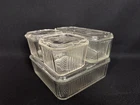 8 pc Vintage Federal Glass Clear Ribbed Refrigerator Dishes Vegetable Embossed