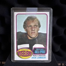 Topps 1976 Football Jack Lambert Rookie All-Pro Steelers Base Card #220. rookie card picture