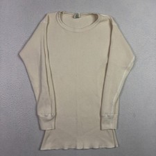 VTG JE Morgan All Natural Thermal Top Mens L Ivory Waffle Knit Made In USA