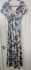 Asos Blue Floral Occasion Maxi Dress Size 12/14 (see description) Formal Long 