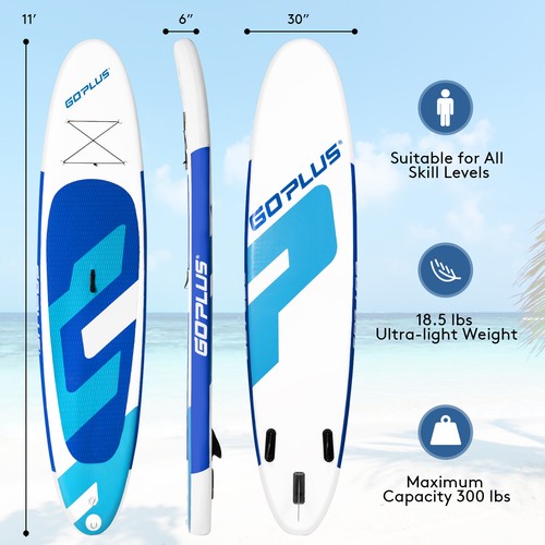 11ft Inflatable Stand Up Paddle Board 6" Thick W/Backpack Leash Aluminum Paddle - Picture 11 of 12