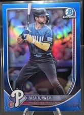 Topps 2025 Bowman Chrome Blue Refractor /150 Trea Turner Phillies #82