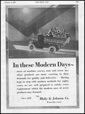 1929 The Blake & Johnson Co. Waterville Connecticut Screws & Nuts Truck Print Ad