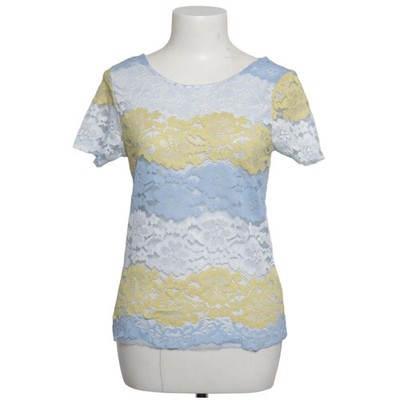 MC Lorene, Top, Größe: M/L, Blau/Gelb/Weiß, Polyester, Streifen, Spitze #vxs
