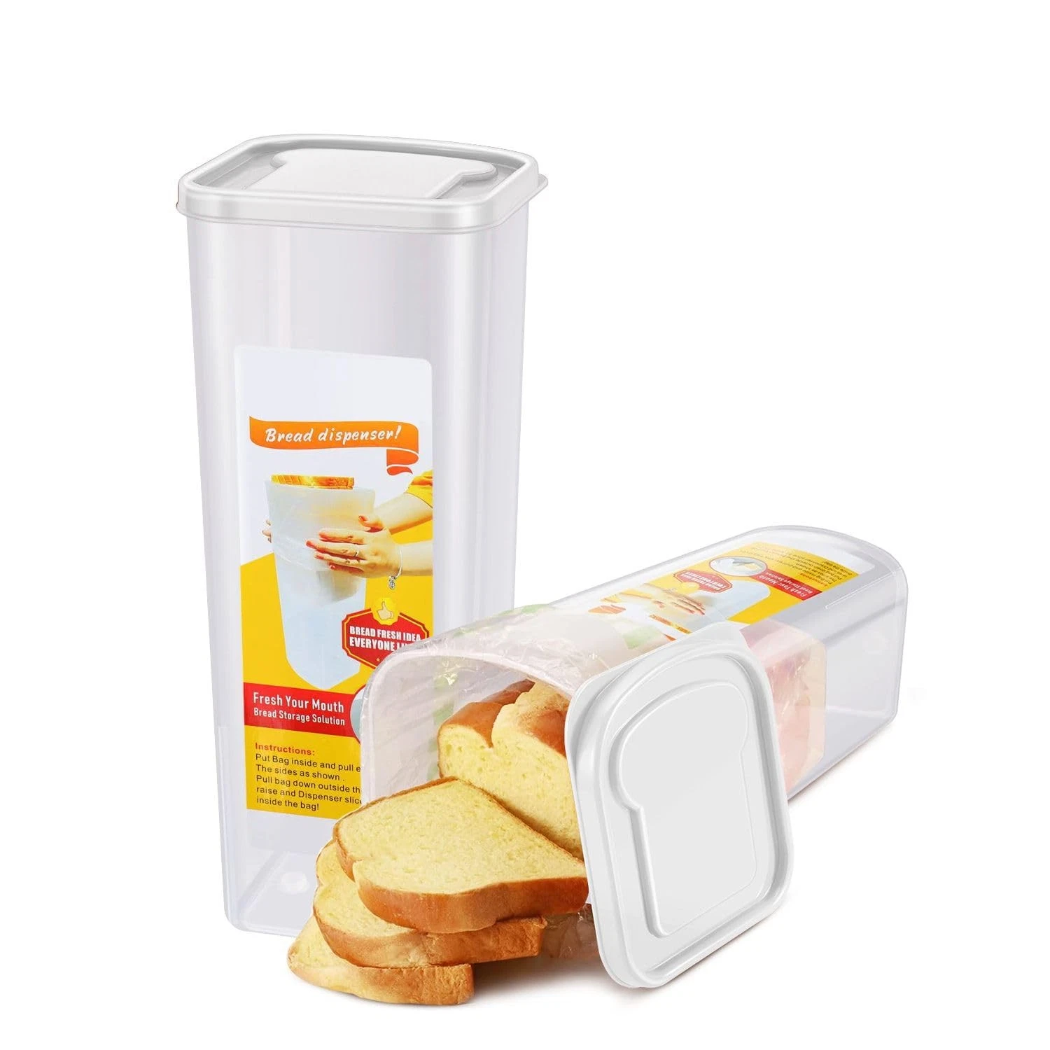 2 Pack Bread Containers Storage Airtight Loaf - Clear Bread for Kitchen Count...