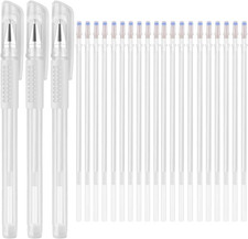 Heat Erasable Fabric White Marking Pens with 20 Refills for Tailors Sewing And