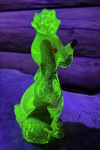Vintage Uranium Murano Glass Poodle