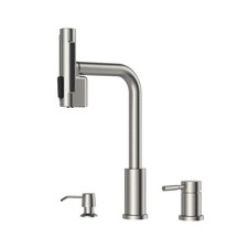 3 Hole Kitchen Faucet, 5 Modes Waterfall Kitchen Faucet with Soap D... Fast Ship