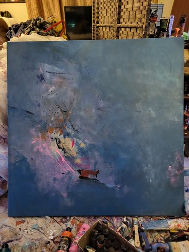 Blue Masterpiece Painting Acrylic On Canvas Modern Contemporary Abstract - Picture 3 of 9
