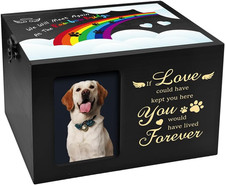 Pet Urns for Dog or Cat Ashes, Wooden Dog Urn for Ashes Keepsake with Photo Fram