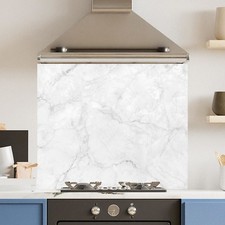 Premium Various Sizes White Veiny Marble 6mm Glass Toughened Kitchen Splashback
