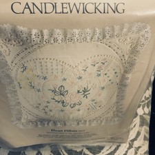 1983 Vintage Something Special Candlewicking Heart Pillow 14x14  80137