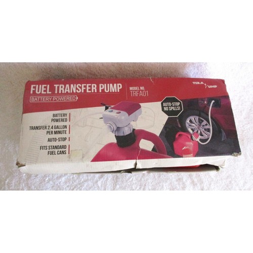 TeraPump TRFA01 Battery Powered Fuel Transfer Pump Auto-Stop 2.4 GPM Red Gray
