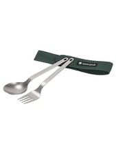 Snow Peak Titanium Fork  Spoon Set - Durable  Light Camping Utensils with a Ca