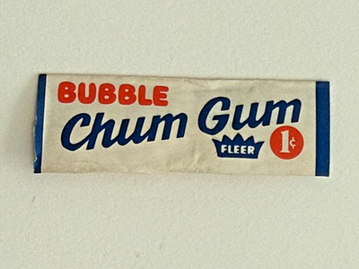 Rare Vintage Fleer Bubble Chum Gum Paper Wrapper, 1970s