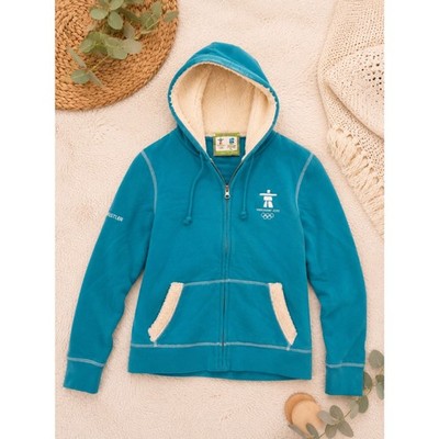 RARE Vancouver 2010 Winter Olympics Sherpa Lined Zip Hoodie Women's Small Blue
