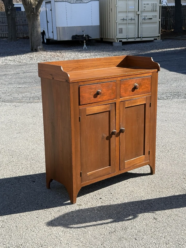 antiguo tulipán álamo y nogal gelatina armario armario leche 40" pequeño soporte 1860 Foto 3 de 4