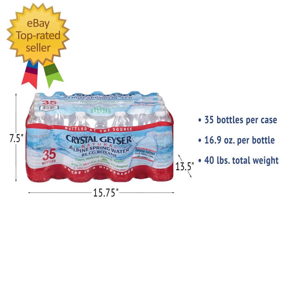 Géiser de cristal agua de manantial alpina natural, 16,9 onzas, 35 botellas Foto 3 de 4