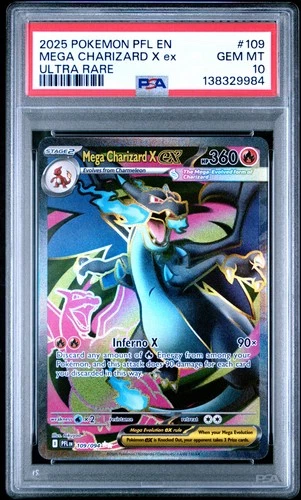 2025 POKEMON PFL EN-PHANTASMAL FLAMES ULTRA RARE #109 MEGA CHARIZARD X EX PSA 10