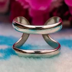 925 Sterling Silver Bypass Ring Open Band Adjustable Minimalist Stacking Jewelry