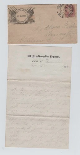 CIVIL WAR LETTER - 13th NH Infantry - On the March after Battle Fredericksburg!